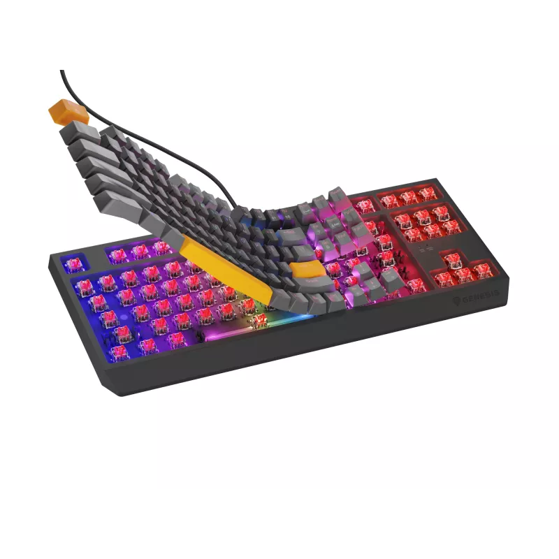 GENESIS Thor 230 TKL Tastatur Gaming USB + RF Wireless + Bluetooth QWERTY Schwarz, Grau, Orange