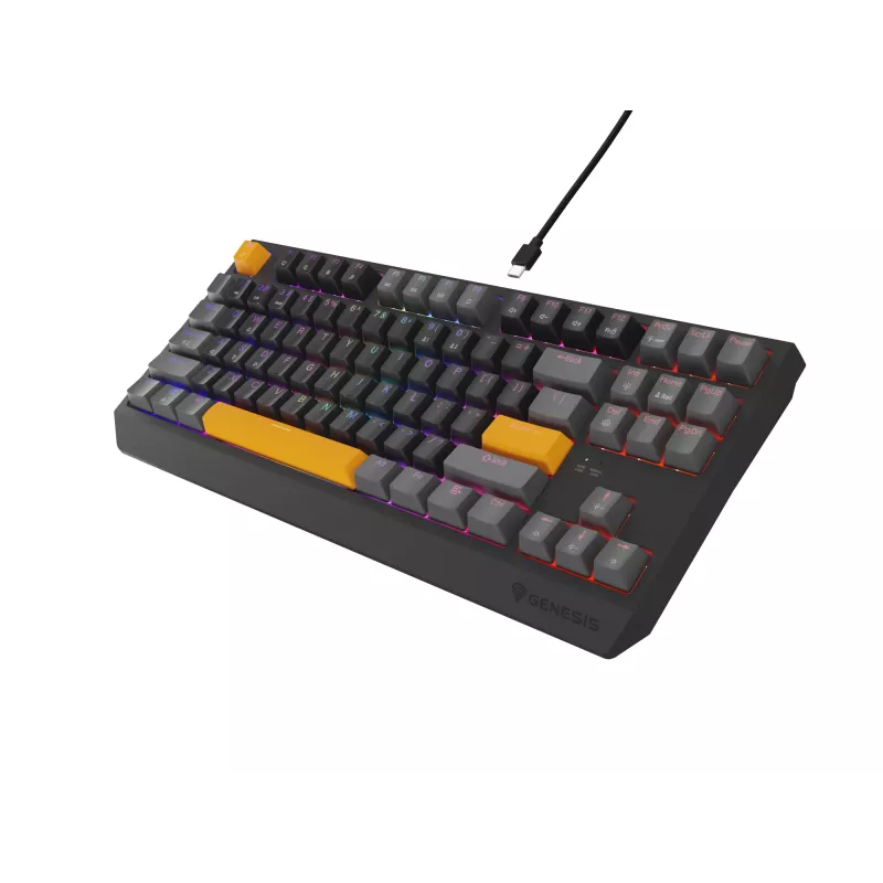 GENESIS Thor 230 TKL Tastatur Gaming USB + RF Wireless + Bluetooth QWERTY Schwarz, Grau, Orange