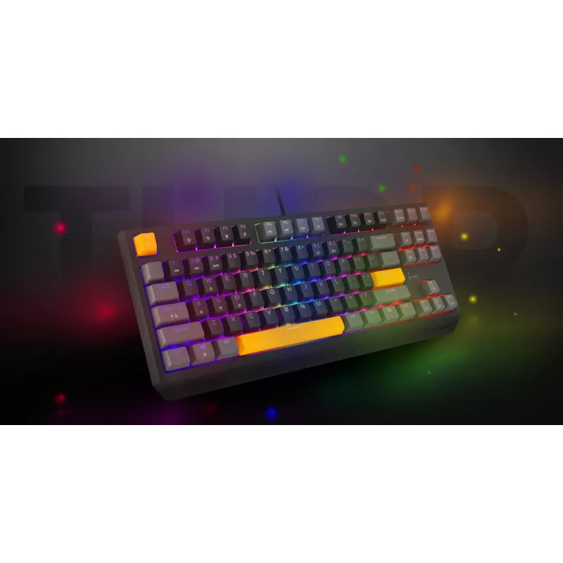 GENESIS Thor 230 TKL Tastatur Gaming USB + RF Wireless + Bluetooth QWERTY Schwarz, Grau, Orange