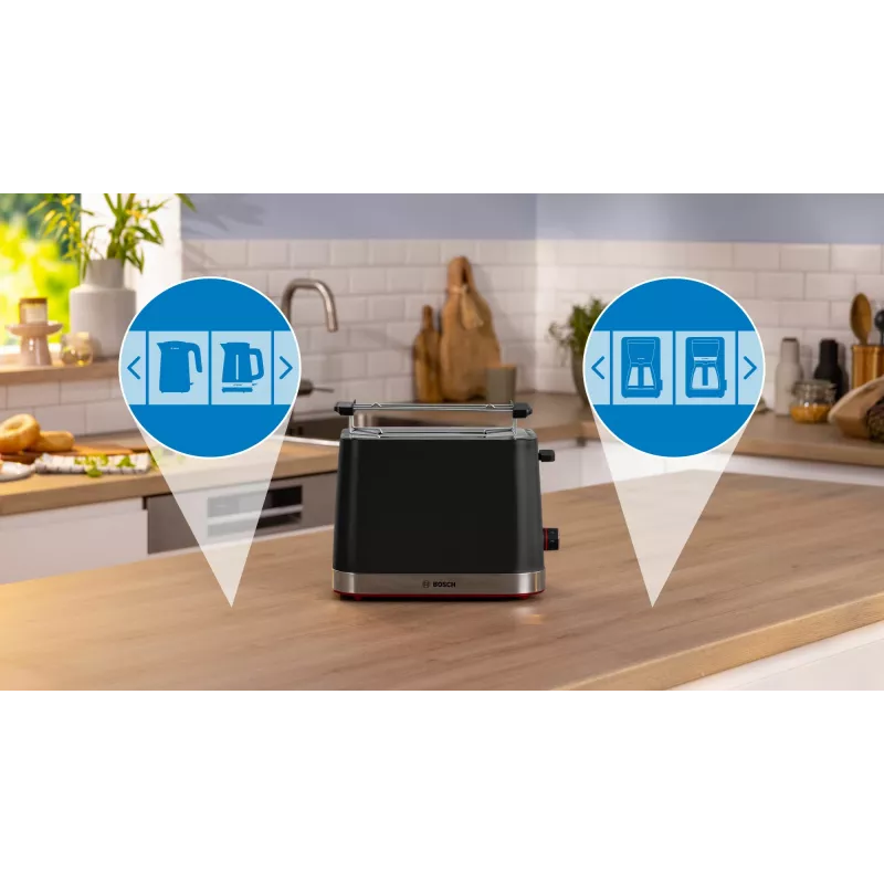 Bosch TAT4M223 Toaster 4 2 Scheiben 950 W Schwarz, Edelstahl