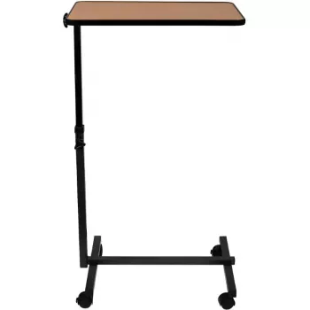 Betttisch ActionMed SP100AM — höhenverstellbarer Betttisch, rechteckige Tischplatte, neigbar, feststellbare Rollen, max. Belastung 20 kg, Holzfarbe