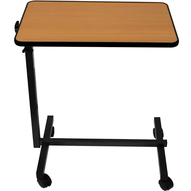 Betttisch ActionMed SP100AM — höhenverstellbarer Betttisch, rechteckige Tischplatte, neigbar, feststellbare Rollen, max. Belastung 20 kg, Holzfarbe