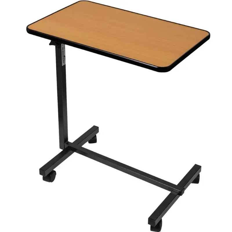 Betttisch ActionMed SP100AM — höhenverstellbarer Betttisch, rechteckige Tischplatte, neigbar, feststellbare Rollen, max. Belastung 20 kg, Holzfarbe