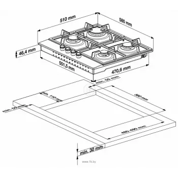 Beko HILG 642C5 SB Schwarz Einbau 60 cm Gas 4 Zone(n)