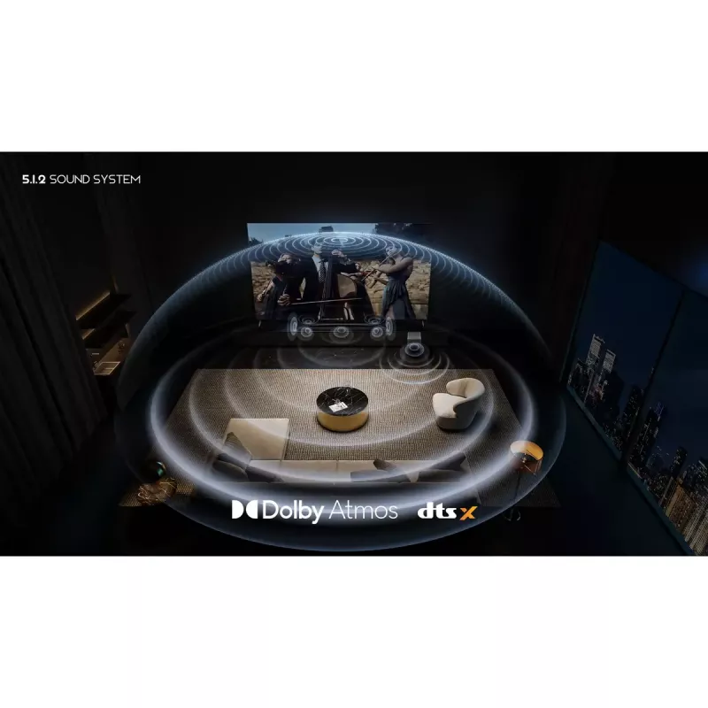 Soundbar TCL Q75H 620W 5.1.2-Kanal mit kabellosem Aktiv-Subwoofer, HDMI 2.1, Bluetooth 5.3, Wi‑Fi 5, 1040×110×58 mm