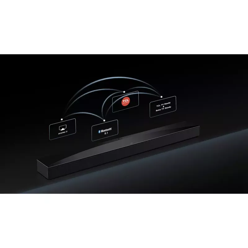 TCL Q Q85H Class 7.1.4 Channel Soundbar mit Dolby Atmos, kabellosem Subwoofer und kabellosen Surround-Lautsprechern