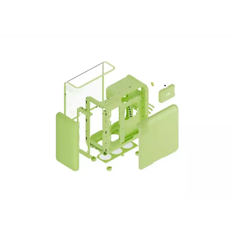 Mid-Tower-Gehäuse HYTE X50 Matcha Milk – ATX/mATX/Mini-ITX Unterstützung, gehärtetes Glas, Front-I/O