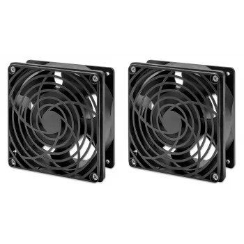 Intellinet 2-Lüfter-Belüftungseinheit für 19-Zoll-Wandgehäuse, Dachmontage, 1,8 m Netzkabel mit EU CEE 7/7-Stecker, Format 120 x 120 mm, Erdungsset enthalten, Schwarz