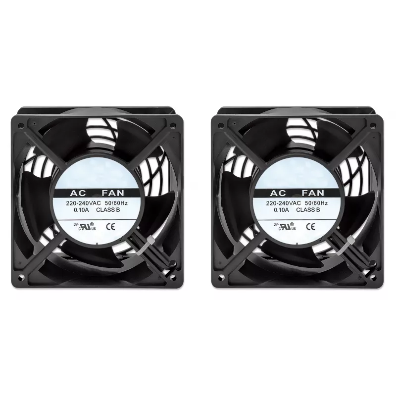 Intellinet 2-Lüfter-Belüftungseinheit für 19-Zoll-Wandgehäuse, Dachmontage, 1,8 m Netzkabel mit EU CEE 7/7-Stecker, Format 120 x 120 mm, Erdungsset enthalten, Schwarz