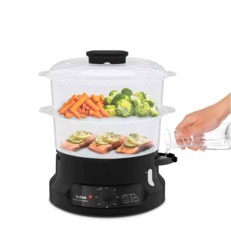 Tefal Minicompact VC139810 Dampfgarer 2 Körbe Freistehend 800 W Schwarz