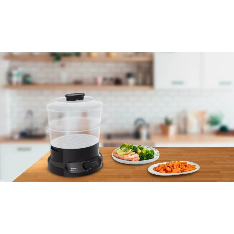 Tefal Minicompact VC139810 Dampfgarer 2 Körbe Freistehend 800 W Schwarz