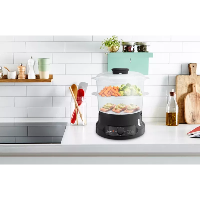Tefal Minicompact VC139810 Dampfgarer 2 Körbe Freistehend 800 W Schwarz