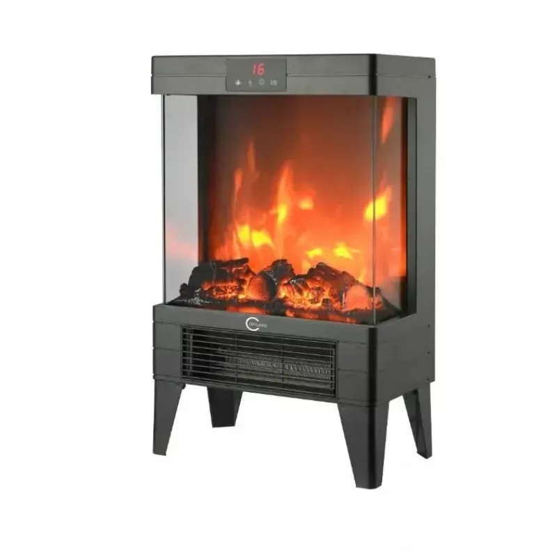 Elektroheizung Carruzzo Q20P Ölradiator, 1800 W, 15–45 °C, Glasgehäuse, Fernbedienung/App/Touch-Steuerung, Timer 1–12 h, Wand- oder Bodenmontage, schwarz