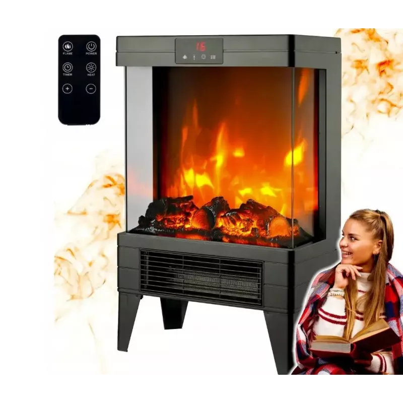 Elektroheizung Carruzzo Q20P Ölradiator, 1800 W, 15–45 °C, Glasgehäuse, Fernbedienung/App/Touch-Steuerung, Timer 1–12 h, Wand- oder Bodenmontage, schwarz