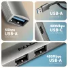 USB-Hub AXAGON HUE-STA — 4-Port Aluminiumleiste, 1× USB-A 5 Gbit/s + 2× USB-A & 1× USB-C 480 Mbit/s, USB-A-Host, grau