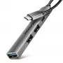 USB-Hub AXAGON HUE-STC, 4-Port-Aluminiumleiste, 1x USB-A 5 Gbit/s + 2x USB-A & 1x USB-C 480 Mbit/s, USB-C-Host, 12 cm Kabel, grau