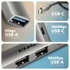 USB-Hub AXAGON HUE-STC, 4-Port-Aluminiumleiste, 1x USB-A 5 Gbit/s + 2x USB-A & 1x USB-C 480 Mbit/s, USB-C-Host, 12 cm Kabel, grau