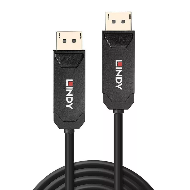 Lindy 10m Fibre Optic Hybrid DP 2.0 UHBR10 Kabel, 10 m, DisplayPort, DisplayPort, Stecker, Stecker, 7680 x 4320 Pixel