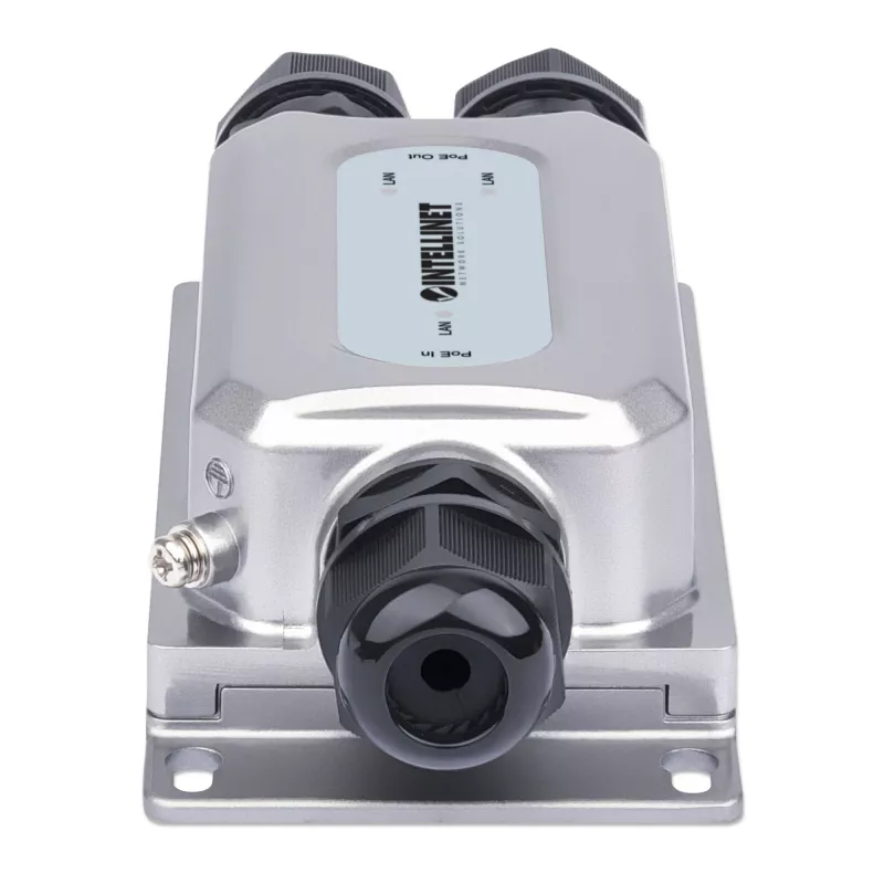 Intellinet 2-Port Outdoor-Vandalensicherer Gigabit PoE++ Extender, zwei 30-W-Ports, verlängert PoE bis zu 100 m, 60 W Leistungsbudget, IEEE 802.3bt (4PPoE) konform, IP67 wasserdicht, IK10-zertifiziert, Metallgehäuse