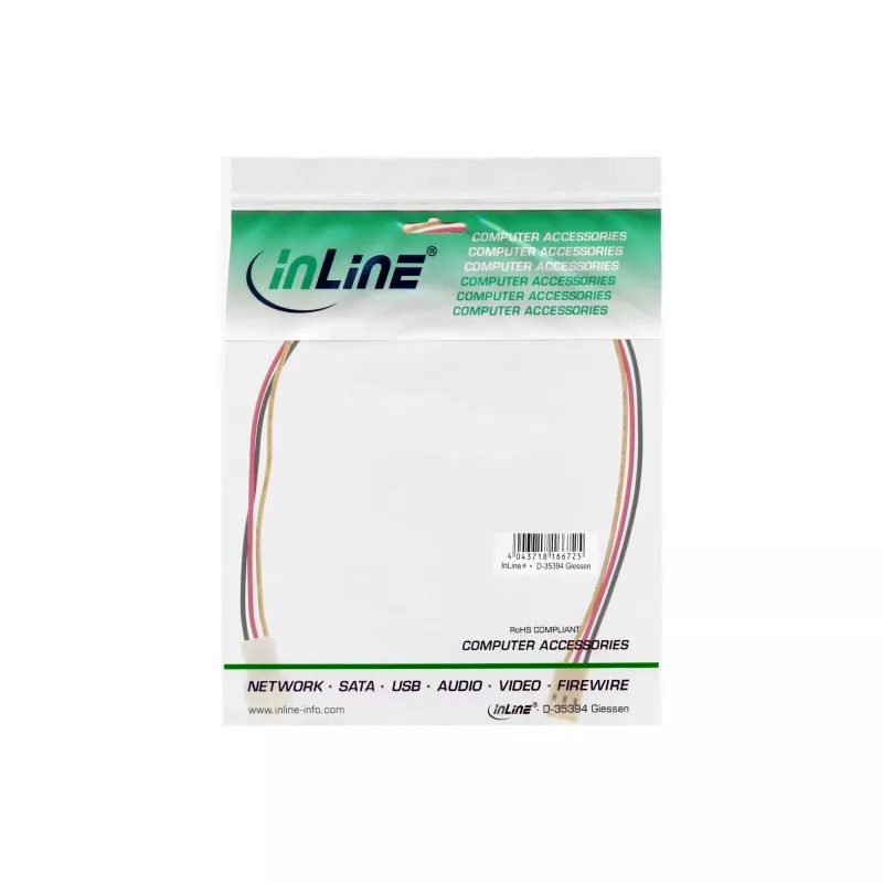 InLine Lüfterkabelverlängerung 3-polig Molex Stecker/Buchse Länge 1m