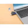 Manhattan USB-A / USB-C Kombi-Multi-Kartenleser/-schreiber, 5 Gbit/s (USB 3.2 Gen1 alias USB 3.0), Stecker auf microSD- und SD/MMC-Slots, Mini-Format, SuperSpeed USB, Windows oder Mac, Schwarz/Transparent, drei Jahre Garantie