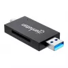 Manhattan USB-A / USB-C Kombi-Multi-Kartenleser/-schreiber, 5 Gbit/s (USB 3.2 Gen1 alias USB 3.0), Stecker auf microSD- und SD/MMC-Slots, Mini-Format, SuperSpeed USB, Windows oder Mac, Schwarz/Transparent, drei Jahre Garantie