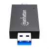 Manhattan USB-A / USB-C Kombi-Multi-Kartenleser/-schreiber, 5 Gbit/s (USB 3.2 Gen1 alias USB 3.0), Stecker auf microSD- und SD/MMC-Slots, Mini-Format, SuperSpeed USB, Windows oder Mac, Schwarz/Transparent, drei Jahre Garantie