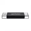 Manhattan USB-A / USB-C Kombi-Multi-Kartenleser/-schreiber, 5 Gbit/s (USB 3.2 Gen1 alias USB 3.0), Stecker auf microSD- und SD/MMC-Slots, Mini-Format, SuperSpeed USB, Windows oder Mac, Schwarz/Transparent, drei Jahre Garantie