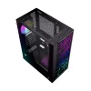 PC-Gehäuse GEMBIRD Fornax 2500 Midi Tower Schwarz — ATX/ITX-Unterstützung, gehärtetes Glas, RGB, 3x120 mm vorne, 2x2,5-Zoll-Einschübe