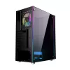 PC-Gehäuse GEMBIRD Fornax 2500 Midi Tower Schwarz — ATX/ITX-Unterstützung, gehärtetes Glas, RGB, 3x120 mm vorne, 2x2,5-Zoll-Einschübe