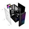 PC-Gehäuse GEMBIRD Fornax 2500 Midi Tower Schwarz — ATX/ITX-Unterstützung, gehärtetes Glas, RGB, 3x120 mm vorne, 2x2,5-Zoll-Einschübe