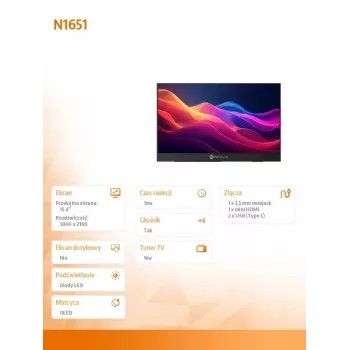 Monitor Neovo N1651 15 Zoll OLED 4K USB-C mHDMI 400n