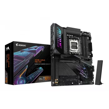 GIGABYTE X870E AORUS PRO X3D ATX-Motherboard – AMD Sockel AM5, 18+2+2 VRM, DDR5 bis zu 9000 MHz (OC), 2×PCIe5 + 2×PCIe4, Wi‑Fi 7, 5GbE, USB4