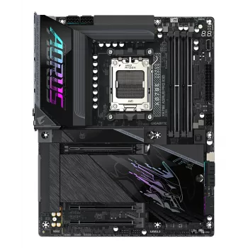 GIGABYTE X870E AORUS PRO X3D ATX-Motherboard – AMD Sockel AM5, 18+2+2 VRM, DDR5 bis zu 9000 MHz (OC), 2×PCIe5 + 2×PCIe4, Wi‑Fi 7, 5GbE, USB4