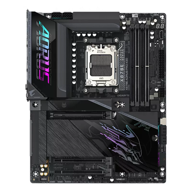 GIGABYTE X870E AORUS PRO X3D ATX-Motherboard – AMD Sockel AM5, 18+2+2 VRM, DDR5 bis zu 9000 MHz (OC), 2×PCIe5 + 2×PCIe4, Wi‑Fi 7, 5GbE, USB4