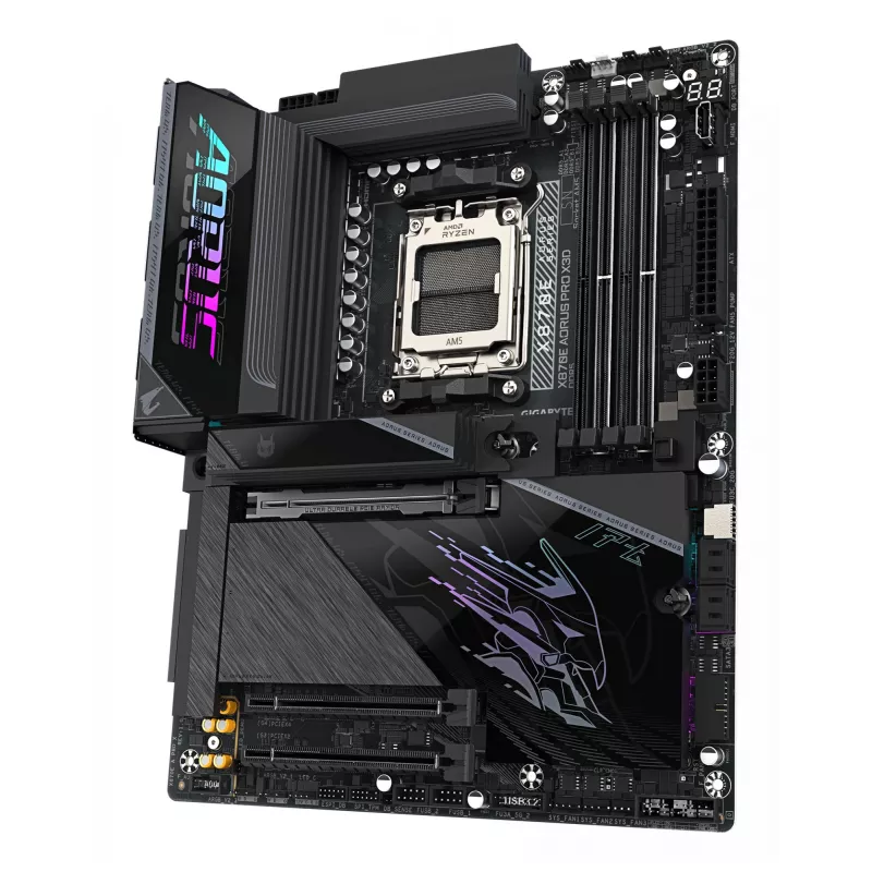 GIGABYTE X870E AORUS PRO X3D ATX-Motherboard – AMD Sockel AM5, 18+2+2 VRM, DDR5 bis zu 9000 MHz (OC), 2×PCIe5 + 2×PCIe4, Wi‑Fi 7, 5GbE, USB4