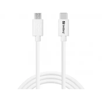 Sandberg USB-C>MicroUSB Ladekabel 1m, 1 m, USB C, Micro-USB B, Weiß