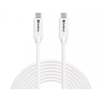 Sandberg USB-C>C USB 3.2 Gen2 100W, 5m, 5 m, USB C, USB C, USB 3.2 Gen 2 (3.1 Gen 2), 10 Gbit/s, Weiß
