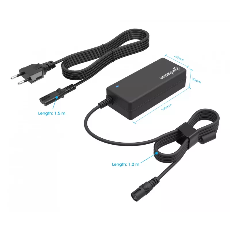 Manhattan Universal Notebook/Laptop EU-Netzteil, 65 W, automatisch mit 9 Steckerspitzen, kompatibel mit den meisten Laptops, ideal als Ersatznetzteil, EU-Netzkabel, kompatibel mit unter anderem: Acer, Asus, Dell, Fujitsu, HP, Lenovo, Samsung, Toshiba und mehr