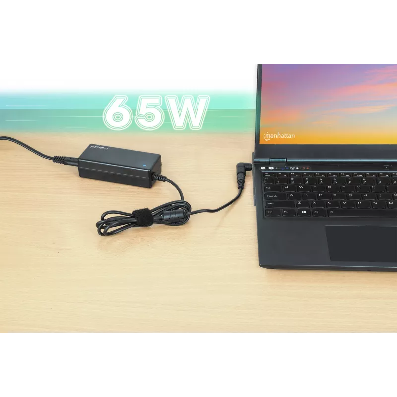 Manhattan Universal Notebook/Laptop EU-Netzteil, 65 W, automatisch mit 9 Steckerspitzen, kompatibel mit den meisten Laptops, ideal als Ersatznetzteil, EU-Netzkabel, kompatibel mit unter anderem: Acer, Asus, Dell, Fujitsu, HP, Lenovo, Samsung, Toshiba und mehr