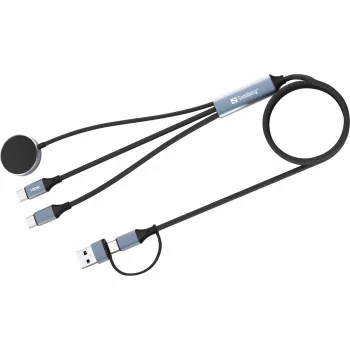 Sandberg 3in1 Travel Charge Kabel 100W, 1,2 m, USB A/USB C, Schwarz