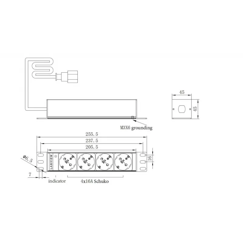 Rack-PDU Lanview LVR-2MSCH-SCH-C13-4 – Lanview Stromverteilereinheit Modell LVR-2MSCH-SCH-C13-4