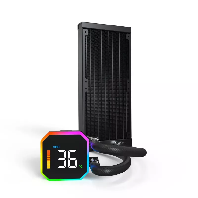 Montech HyperFlow Digital 240 Prozessor All-in-One-Flüssigkeitskühler 12 cm Schwarz 1 Stk.