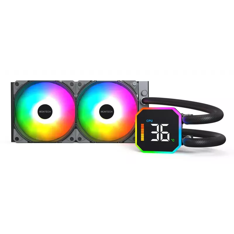 Montech HyperFlow Digital 240 Prozessor All-in-One-Flüssigkeitskühler 12 cm Schwarz 1 Stk.
