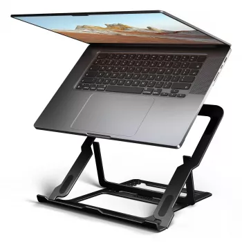 Axagon STND-LAB Aluminium-Laptophalterung Größe 10 Zoll–17,3 Zoll. Achtfach verstellbare Höhe und Winkel. Schwarze Version.