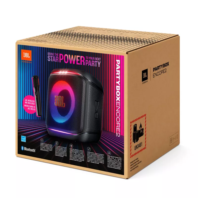 Mono tragbarer Lautsprecher JBL Encore 2 Mono Schwarz — 100 W, spritzwassergeschützt, Bluetooth & Kabel