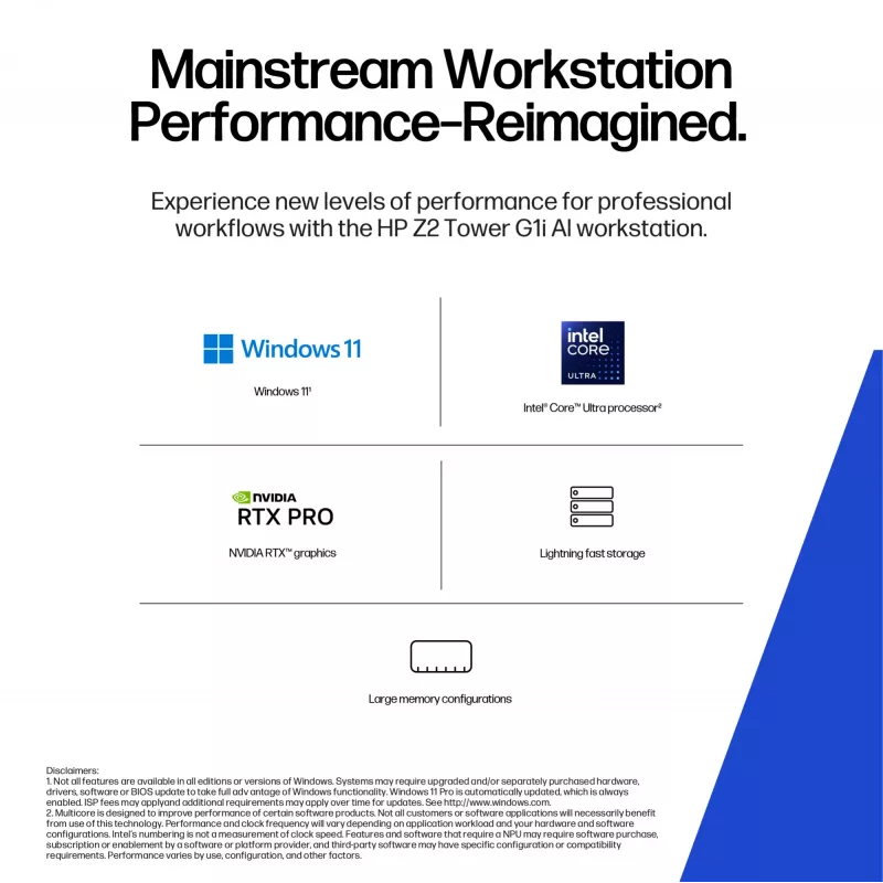 Computer HP Z2 G1i Workstation Tower Ultra 9-285K 64 GB 1 TB SSD NVIDIA Windows 11 Pro
