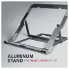 Axagon STND-LAG Aluminiumständer für Laptops von 10 Zoll–17,3 Zoll. Acht einstellbare Höhen- und Neigungswinkel. Graue Ausführung.