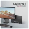 Axagon STND-VG Aluminiumständer für vertikales Einstecken von Laptops 10 Zoll–17,3 Zoll. Einstellbare Schlitzbreite 9,5–25,5 mm. Graue Version.