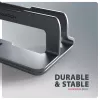 Axagon STND-VG Aluminiumständer für vertikales Einstecken von Laptops 10 Zoll–17,3 Zoll. Einstellbare Schlitzbreite 9,5–25,5 mm. Graue Version.
